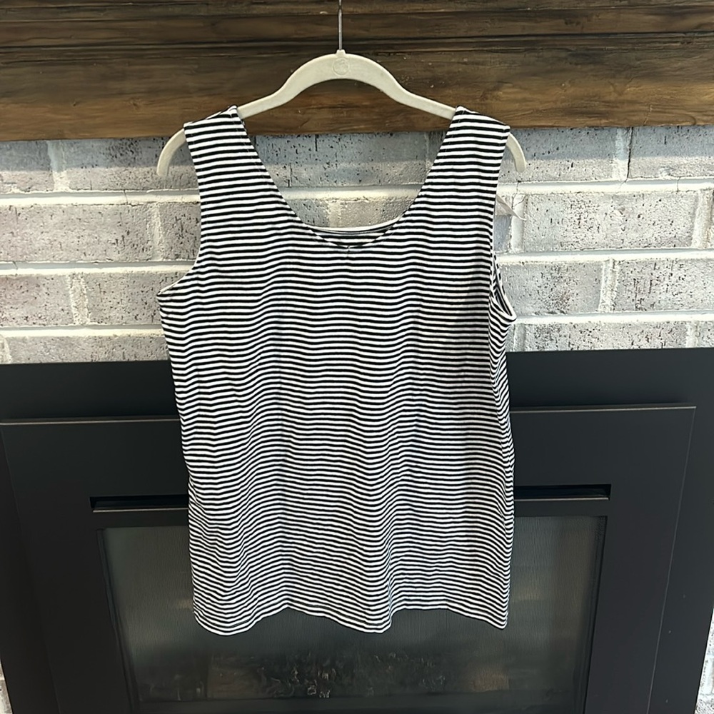 NWT Talbots Black and White Striped Tank Top
